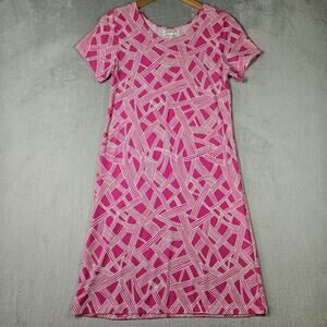 Sea Waves T Shirt Dress Womens Sz S Pink Knee Length Beach Summer Vacation